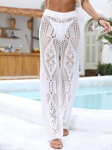 Pantaloni da <span class=keywords><strong>spiaggia</strong></span> a gamba larga da donna a maglia traforata Boho Resort indossa pantaloni da salotto Casual Sexy all'ingrosso - Product Image 4