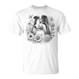 T-shirt floral Shetland Sheepdog Dog Sheltie à fleurs pour femmes - Product Image 1