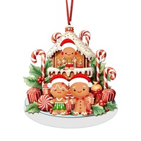 Ornement en résine en forme de bonhomme de pain d'épices, maison en pain d'épices et canne en sucre pour décoration suspendue de sapin de Noël, pour la maison et les fêtes de fin d'année
