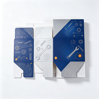Boîte en carton personnalisée avec impression argentée, languette facile à déchirer, fond auto-verrouillant robuste, pour pièces de quincaillerie, emballage cadeau avec logo personnalisé