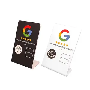 Özel akrilik 13.56mhz Google İnceleme Touchless Nfc menü standı Nfc google İnceleme standı