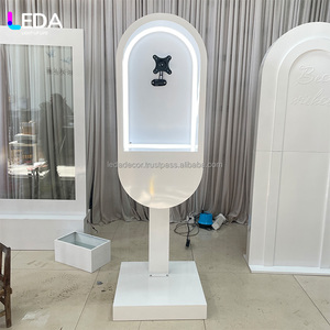 LEDA Vente flash Cabine téléphonique en métal pour mariage avec support pour tablette, support pour livre d'or téléphonique pour événements, décorations de mariage - Product Image 1