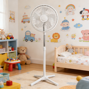 <span class=keywords><strong>Ventilador</strong></span> Eléctrico de Pie Blanco de 18 Pulgadas, 5 Aspas, 3 Velocidades, 45W, para Dormitorio o Sala de Estar - Product Image 1