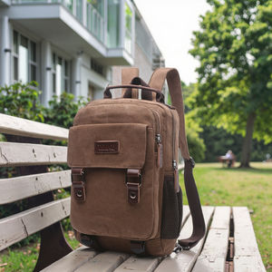 ZUOLUNDUO <span class=keywords><strong>Vintage</strong></span> toile randonnée sac à dos Logo personnalisé survie collège sac avec fonction antivol Design élégant à la mode - Product Image 1