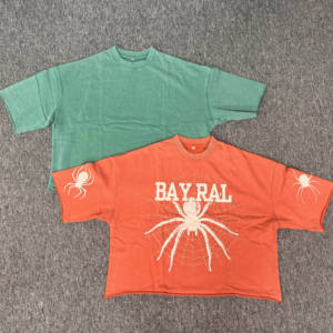 เสื้อครอปโอเวอร์ไซส์สำหรับผู้ชายเสื้อครอปโอเวอร์ไซส์แบบย้อนยุคผ้าบ็อกซี่น้ำหนักมากออกแบบโลโก้ได้ตามต้องการ - Product Image 1