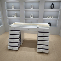Table de maquillage moderne et luxueuse personnalisée avec 13 tiroirs, éclairage LED, pour chambre à coucher