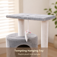 Petit arbre à chat en bois massif avec condo pour chat et griffoir pour chaton