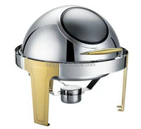 Runder Goldener Edelstahl-Chafing Dish für Hotel & Restaurant Visuelle Ausstattung Buffet-Wärmeplatte Warmhalte- und Aufbewahrungsausrüstung