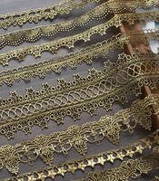 Polyester broderie noir doré Soluble dans l'eau bricolage doré main vêtements dentelle accessoires