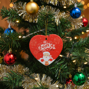 Wholesale Eco-friendly High Quality Christmas Tree Decoration Santa Claus Heart-Shaped <b>Ceramic</b> Plate <b>Ornaments</b> Tree Pendant - Product Image 1
