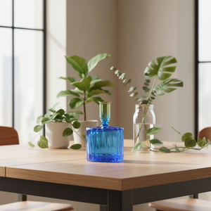 Vaso idroponico in vetro borosilicato personalizzato con decorazione per soggiorno con acqua e piante verdi - Product Image 4