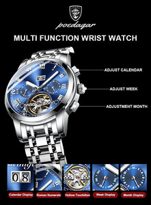 POEDAGAR New Hot Entièrement Automatique Étanche Hommes Montre Mécanique Multi Fonctionnelle À La Mode Hommes Montre-Bracelet De Luxe hommes horloge 141 - Product Image 3