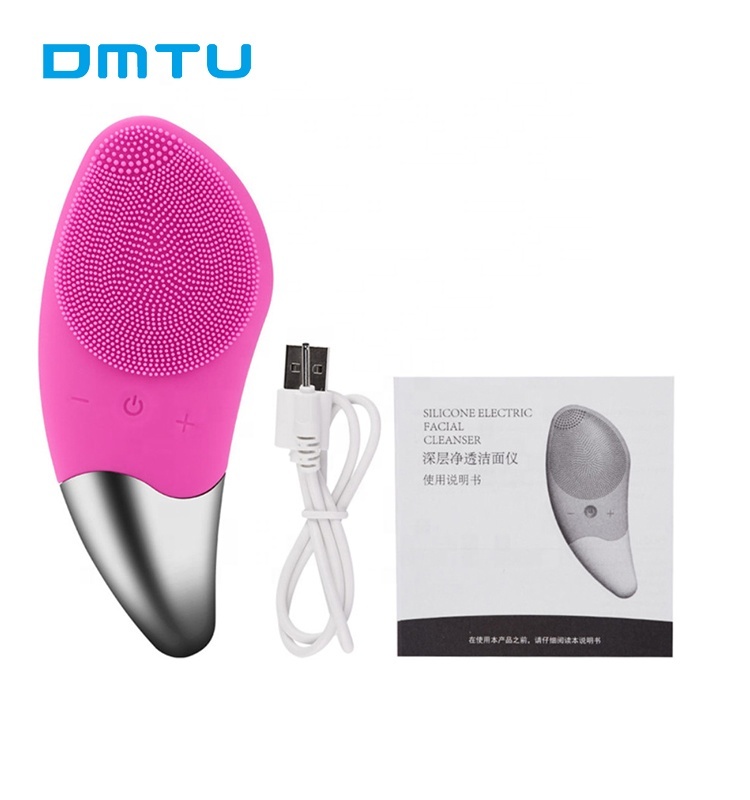 Mini cepillo de limpieza Facial de silicona sónica portátil eléctrico