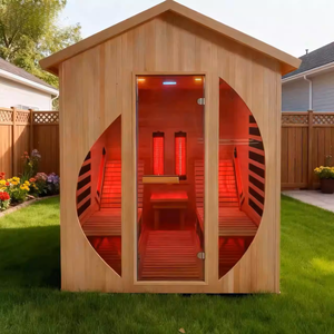 Sauna Eléctrica de Diseño Moderno para Exteriores, <span class=keywords><strong>Madera</strong></span> de <span class=keywords><strong>Cedro</strong></span> Rojo Sólido, Cuarto de Vapor Seco, Panel de Control Computarizado, Relajación con Vapor Seco para la Salud - Product Image 3