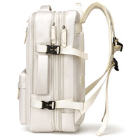 Sac à dos de voyage multifonctionnel unisexe léger et extensible de couleur macaron, grande capacité 36-55L, avec bandoulière incurvée, en Oxford
