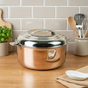 Stainless <b>Steel</b> Casserole <b>Pot</b> With Lid 24cm Round Durable Minimalist Design For Gas And Induction Cookers - Product Image 2