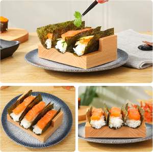 Soportes de madera para tacos de <span class=keywords><strong>Sushi</strong></span>, soportes de mano Temaki Premium, estantes de exhibición de madera para restaurante, platos de presentación de comida, barcos - Product Image 6