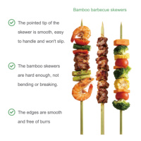 Brochettes plates jetables en bambou naturel avec revêtement en bambou, vertes, vente en gros de brochettes de barbecue de diverses spécifications