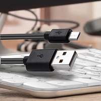 Kabel Data Micro-USB Pengisian Cepat Ponsel 2.4A Tipe-A Selubung PVC Pelindung Anyaman Logam Panjang 1m-2m