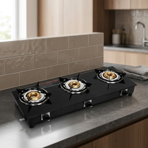 Premium Tempered Glass Gas Stove 3 Burner <b>Ring</b> Home Kitchen Cooktop LPG Gas Hob Wholesale Supply for India Market - Product Image 2