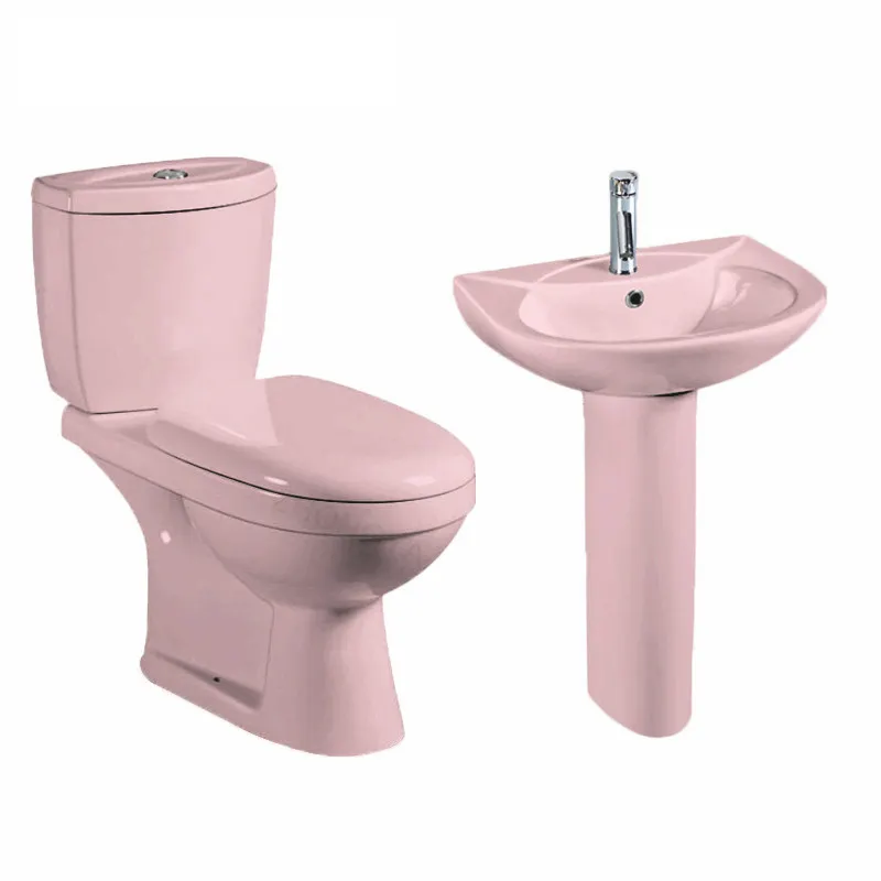 Dengan Harga Murah Afrika Nigeria Twyford Ghana Dua Piece Toilet Putih/Berwarna Merah Muda/Warna Biru Air Lemari Toile