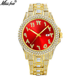 Nuevo Reloj de Moda con Incrustaciones de Diamantes, Números Arábigos, Cuarzo, Estilo Hip Hop, Diseñador, Chapado en Oro, para Hombre y Mujer, con Diamantes Moissanite - Product Image 2