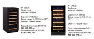 Enfriador de Vino de Doble Zona con Compresor Jiufu, Pantalla Digital, Control de Humedad, Estantes de Madera de Haya Sólida, <span class=keywords><strong>Nevera</strong></span> para Vino para el Hogar o Bar - Product Image 2