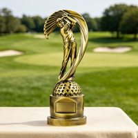 Vente en gros de trophées de golf personnalisables en or, argent, cuivre et résine, avec de nouveaux designs, impression UV et médailles