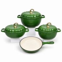 Ensemble de 4 ustensiles de cuisson en fonte émaillée, comprenant des marmites à soupe et faitouts, résistant au four, avec logo personnalisé