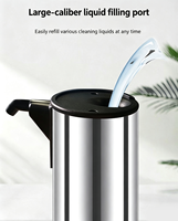 Distributeur automatique de savon liquide pour les mains en acier inoxydable 350 ml (12 oz), sans contact, fonctionne sur piles, capteur infrarouge, 4 niveaux réglables
