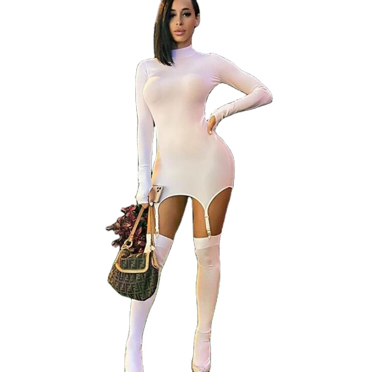 Hanging Tights Set Long Sleeve Bodycon Dress - Solid Color Mini Club Dresses for Women's Casual Wear Hanging Tights Set Long Sleeve Bodycon Dress - Solid Color Mini Club Dresses for Women's Casual Wear