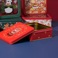 Boîte cadeau personnalisée en fer blanc pour Noël, emballage métallique imprimé, boîte en fer pour aliments, bonbons, biscuits