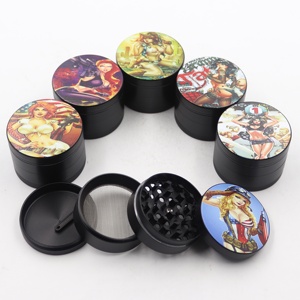 Di alta qualità 4 pezzi 50 millimetri 2 pollici Americano bella ragazza in lega di zinco di spezie tabacco herb sigaretta grinder accessori per il fumo - Product Image 3