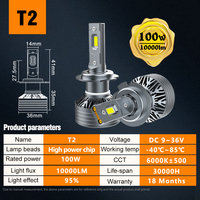 AKE T2 100W H1 bombilla de faro LED 6000K 10000Lm bombillo LED H3 H4 H7 H11 HB3 9005 hb4 9006 hir2 9012 luces LED con CANbus