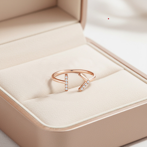 Anillo Apilable Minimalista Hecho a Mano, el Más Popular para Uso Diario, Joyería de Oro Rosa Sólido de 18K, Elegante Anillo Abierto con Diamante Natural Real - Product Image 3