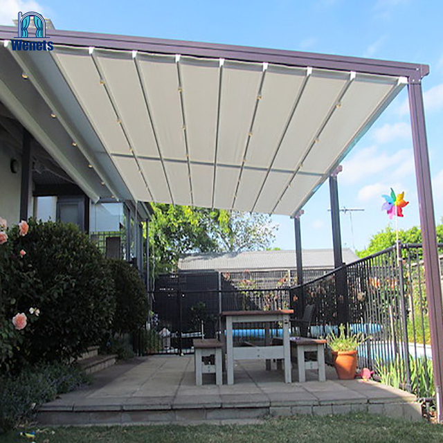 Retractable Pergola Roof Awning Motorized Folding Awning Waterproof Fabric Canopy Retractable Roof for Patio