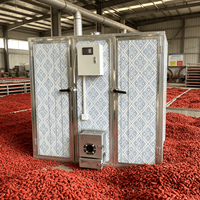 Mobiele industriële droogkast met heteluchtcirculatie voor de verwerking van vlees, fruit en groenten in een verwerkingsbedrijf