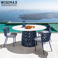 Meubles WISEMAX, style nordique, meubles d'extérieur, table et chaises en aluminium tressé en corde, chaise de jardin pour cour et patio