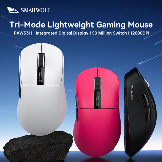 SMAILWOLF M6 Tri-mode Gaming Mouse RGB Backlight 1K Report Rate PAW3311 Sensor BT Wireless Wired Lightweight Ergonomic