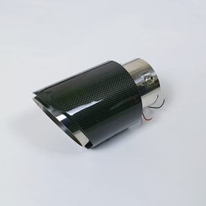 4インチアウトレット炭素繊維ステンレス鋼排気チップAkスタイルLEDライト車装飾チューニング用ユニバーサルマフラー - Product Image 4