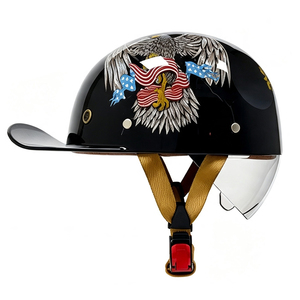 Casque de moto rétro demi-face en ABS certifié DOT, unisexe, pour scooter, utilisation toutes saisons - Product Image 1