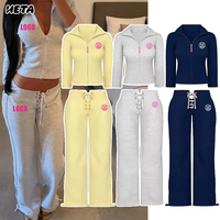 Ensemble de survêtement en coton extensible doux à deux pièces, manches longues et pantalon long, uni, décontracté, tenue d'automne pour femmes, loisirs quotidiens