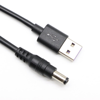 USB 2.0 A-Stecker auf DC 5,5x2,1mm 5 Volt 24AWG DC-Anschluss Ladekabel mit Hohlstecker
