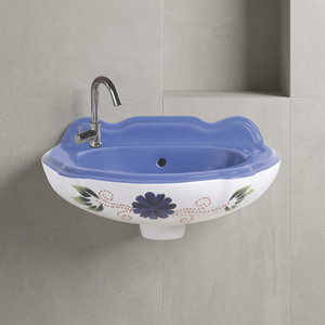 Lavabo Cuadrado de Cerámica con Estampado Floral, Lavabo Artístico para Colgar en la Pared, para Proyectos de Hoteles, Villas y Resorts, Venta al Por Mayor - Product Image 3