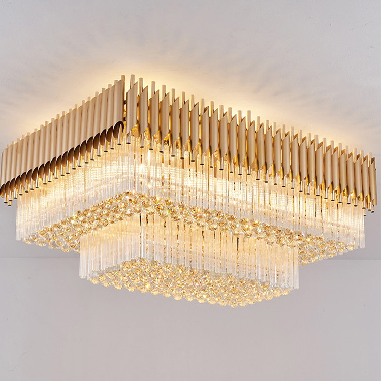 Rectangular Ceiling Lamp Crystal Living Room Lamp Modern Light Luxury Bedroom Dining Room Lamp
