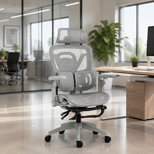 Sedia da Ufficio Ergonomica in Rete con Schienale Alto, Poggiatesta Regolabile e Rotazione a 360° per Casa e Ufficio - Product Image 1