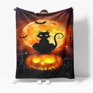Manta de franela transfronteriza para Halloween, manta para siesta con estampado digital de calabaza, manta de aire acondicionado para primavera y otoño, para sofá - Product Image 3