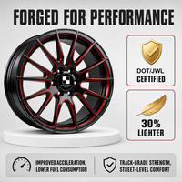 Velg Monoblock Forged Custom 6061-T6 18 19 20 Inch Multi-Spoke Machined Silver Red Inner Alloy Rim untuk BMW Audi Mercedes Benz