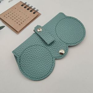 Manufacturer Custom logo Simple Fashion Storage <strong>Sunglasses</strong> Case Portable Retro Handmade PU Leather Glasses <strong>Bag</strong> <strong>with</strong> Strap Chain - Product Image 4