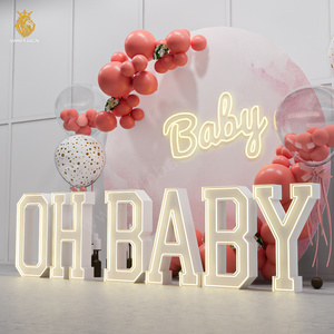 Fournitures pour fête de révélation de sexe, lettres lumineuses LED <span class=keywords><strong>OH</strong></span> BABY de 3 pieds et 4 pieds, décoration de fête prénatale pour la décoration de fête de bébé - Product Image 1